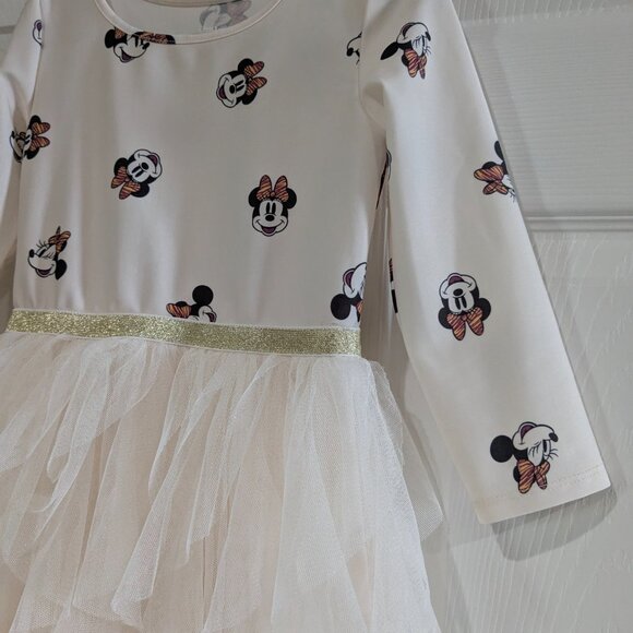 Disney Junior Minnie Mouse Girl's Tulle Dress Size 4T, Twirly Skirt, Long Sleeve - Picture 6 of 13